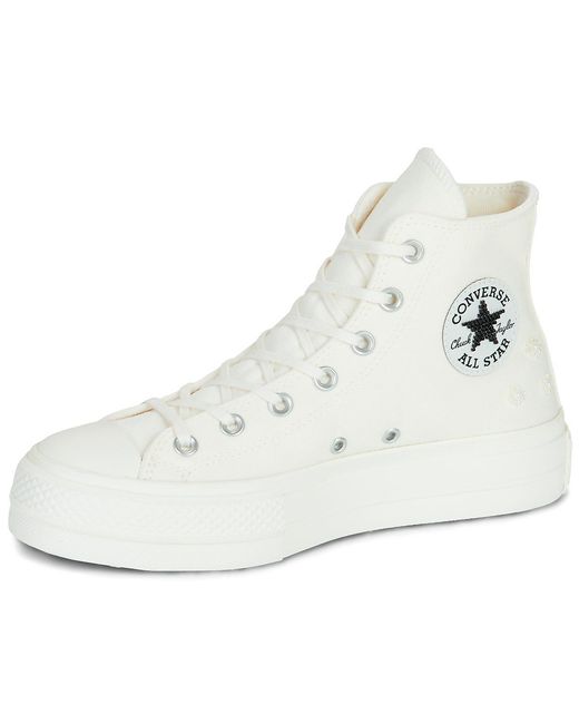 Converse Hoge Sneakers Chuck Taylor All Star Lift Platform Beads in het White
