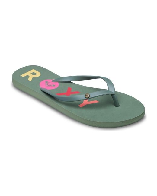 Sandales plates Sandy Roxy en coloris Green