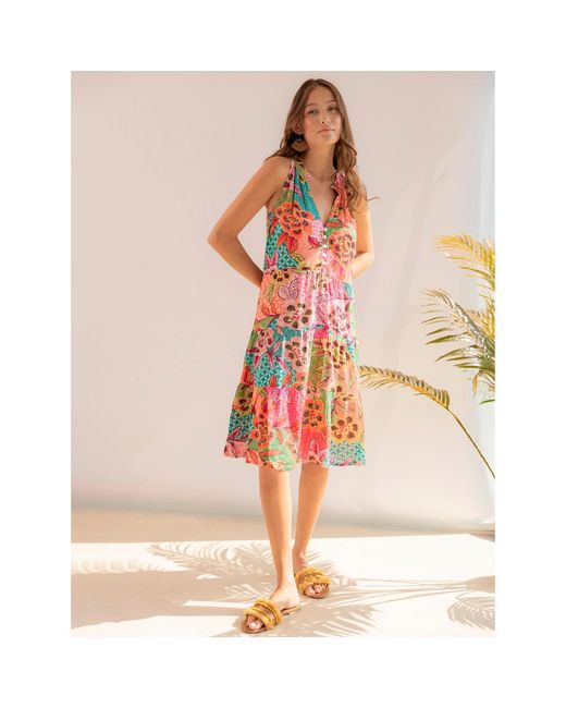 Robe courte Robe estivale Patchwork Admas en coloris Red