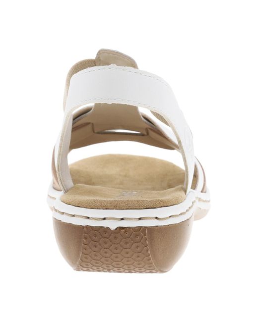 Sandales Nu-pieds talon compensé bas Rieker en coloris White
