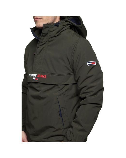 Blouson A Capuche Coupes Vent Tommy Hilfiger Pour Homme En Coloris Vert Lyst