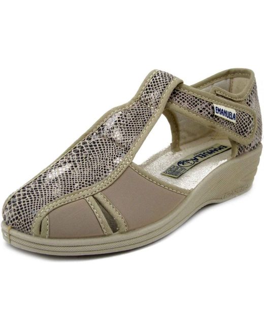 Sandales Chaussures, Sandale Confort, Textile - 915BE Emanuela en coloris Natural