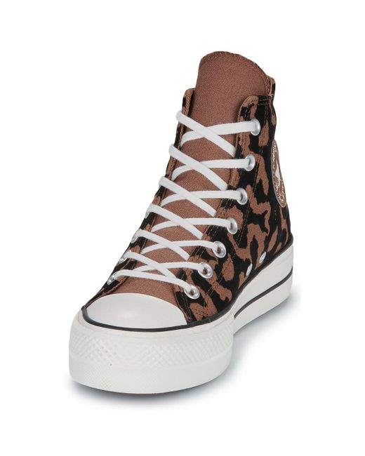 Baskets montantes CHUCK TAYLOR ALL STAR LIFT PLATFORM LEOPARD REMIX Converse en coloris Brown
