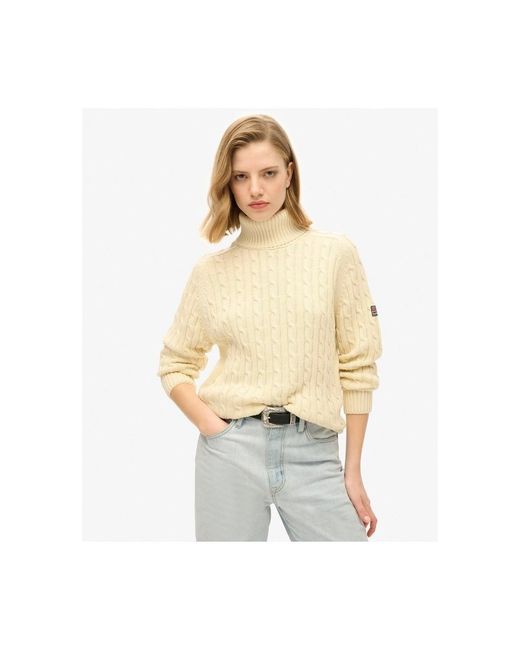 Pull Pull à col roulé ample en câble Superdry pour homme en coloris Natural