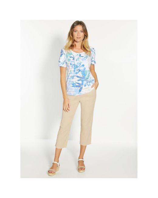 Pantalon by - Pantacourt en tissu créponné Daxon en coloris Natural