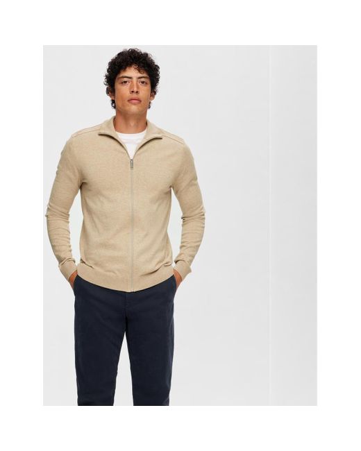 Sweat-shirt Berg Full Zip Cardigan Kelp SELECTED pour homme en coloris Natural