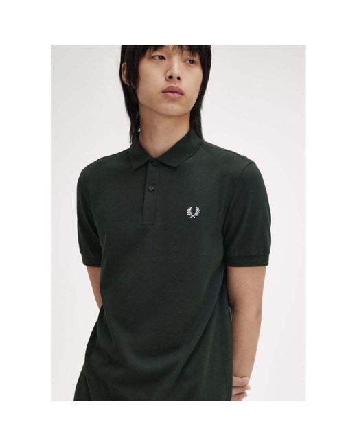 T-shirt Chemise unie - vert nuit blanc neige Fred Perry pour homme en coloris Black