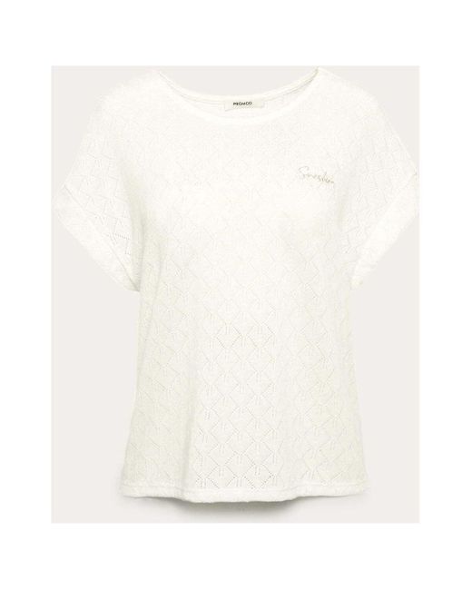 Blouses T-shirt effet pointelle Promod en coloris White
