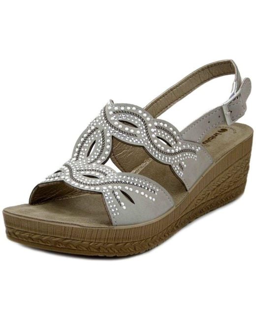 Sandales Sandales compensées pour – Bijoux de Strass - GO14 Inblu en coloris Metallic