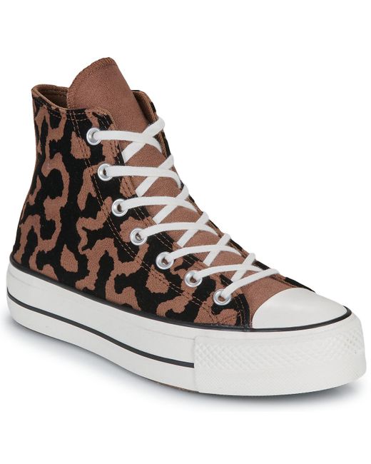 Sneakers Alte Chuck Taylor All Star Lift Platform Leopard Remix di Converse in Brown