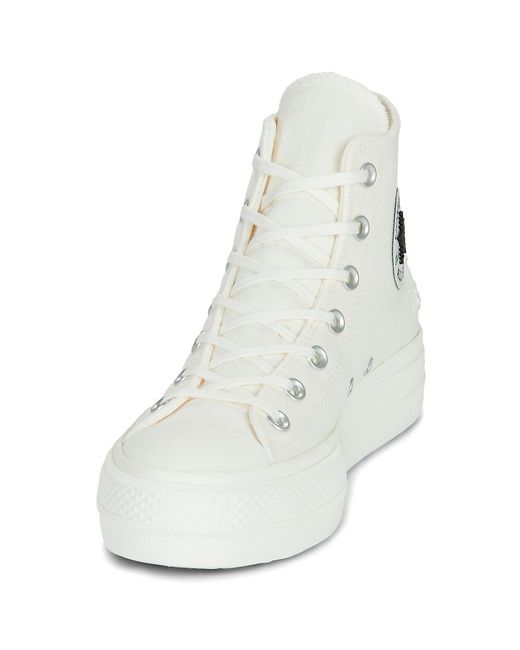 Converse Hoge Sneakers Chuck Taylor All Star Lift Platform Beads in het White