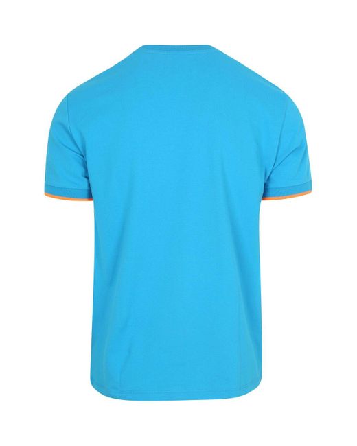 Sun 68 T-Shirt Piqué T-Shirt Fluo Stripe in het Blue voor heren