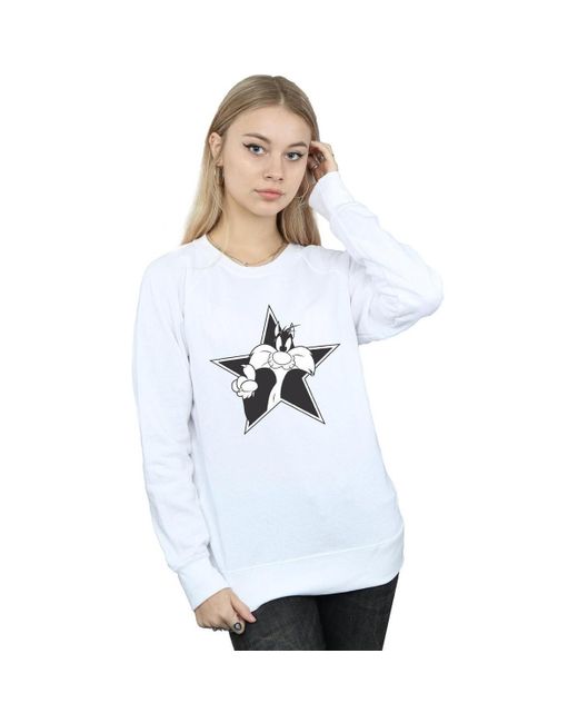 Sweat-shirt Sylvester Mono Star Dessins Animés en coloris White