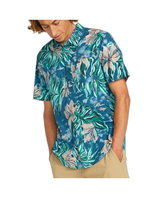 Chemise Camisa Marble Floral - Aged Indigo Volcom pour homme en coloris Green