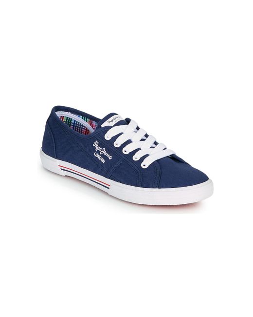Pepe Jeans Lage Sneakers Aberlady Ecobass in het Blauw - Lyst