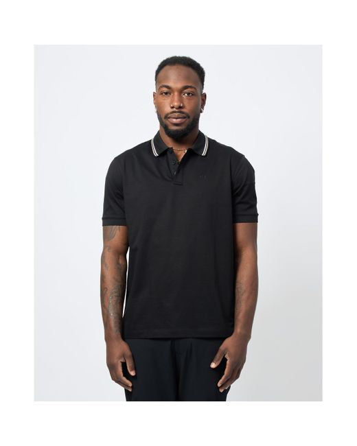 T-shirt Polo avec col rayé EAX pour homme en coloris Black