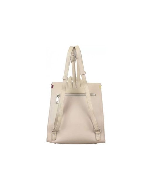 Sac à main Sac à dos à rabat déco perle reliée Botton Beige Fuchsia en coloris Natural