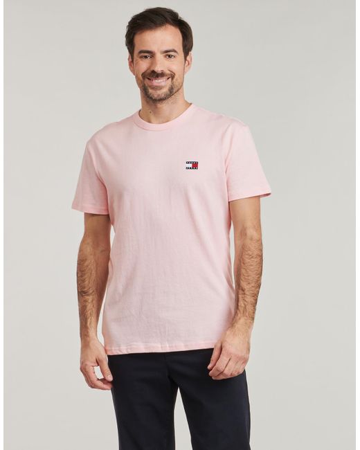 Tommy Hilfiger T-Shirt Korte Mouw Tjm Reg Badge Tee Ext in het Pink voor heren
