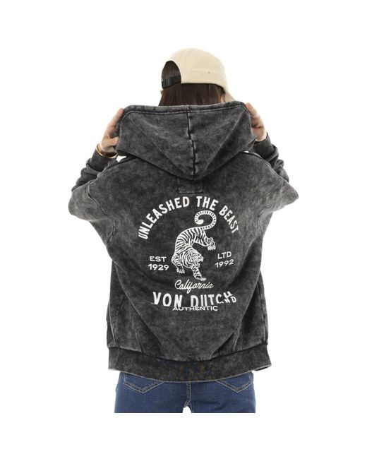 Sweat-shirt Sweat zippé relax fit à capuche avec print Beast Von Dutch en coloris Brown