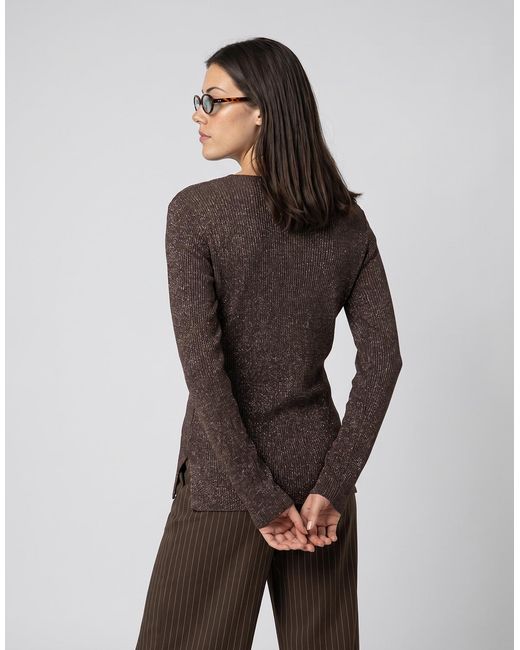 Pull New Behave L/S Glitter Pullover Knt Jdy en coloris Brown