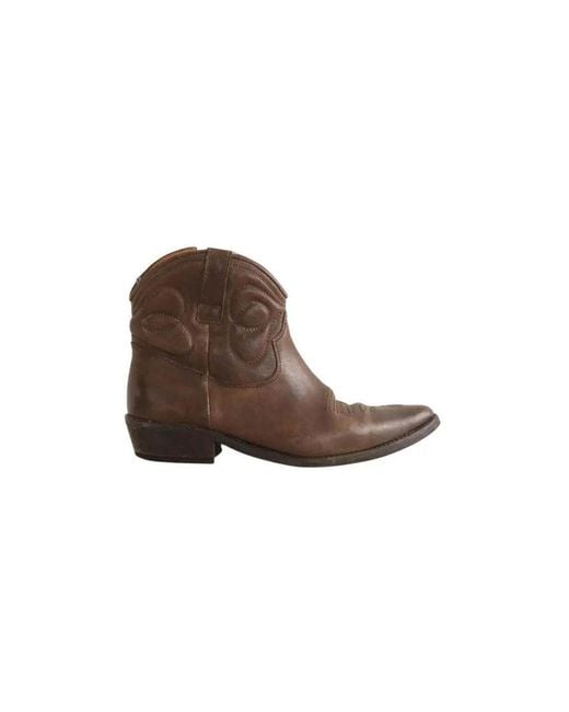 Bottines Bottes western en cuir marron Sandro en coloris Brown