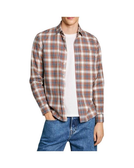 Pepe Jeans Overhemd Lange Mouw in het Brown voor heren