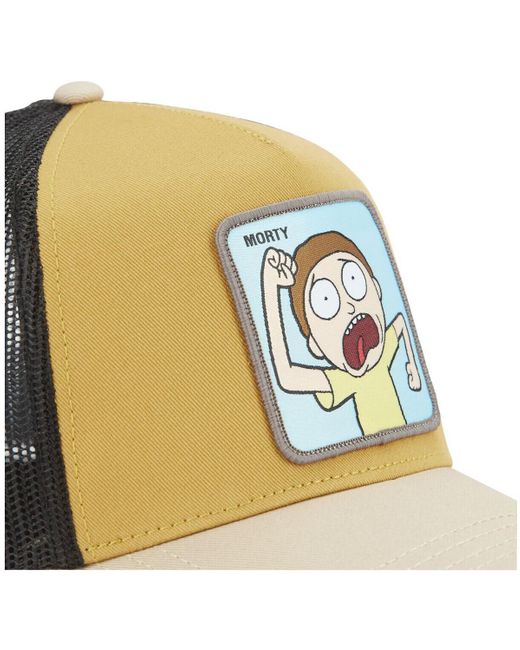Casquette Casquette trucker en coton avec filet Rick Morty Yellow Capslab en coloris Metallic