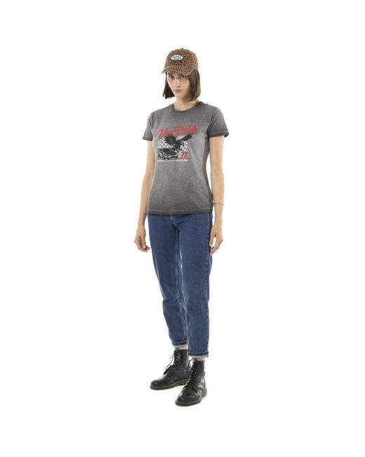 T-shirt T-shirt uni flammé à col rond et print devant Fast Von Dutch en coloris Gray