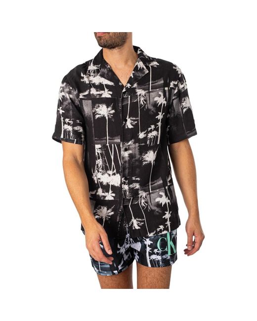 Chemise Chemise à manches courtes imprimée Resort Calvin Klein pour homme en coloris Black
