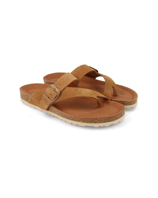 Sandales plates Interbios en coloris Brown