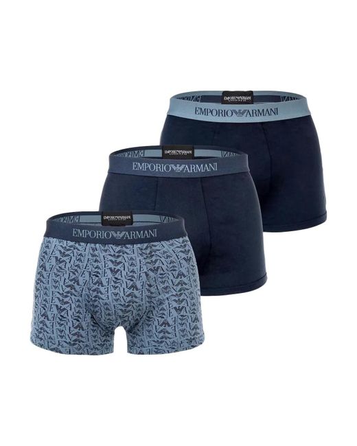 Boxers Pack x3 Eagle Emporio Armani pour homme en coloris Bleu Lyst
