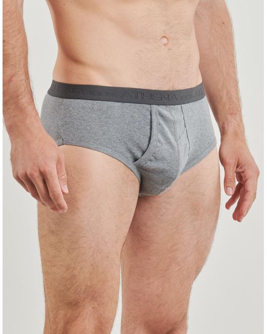 Athena Slips Basic Coton Bio Pack De 2 in het Gray voor heren
