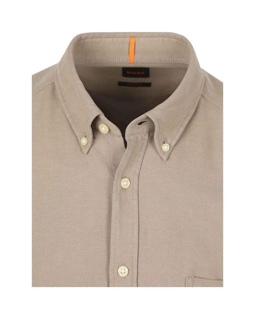 Boss Overhemd Lange Mouw Rickert Overhemd in het Brown voor heren