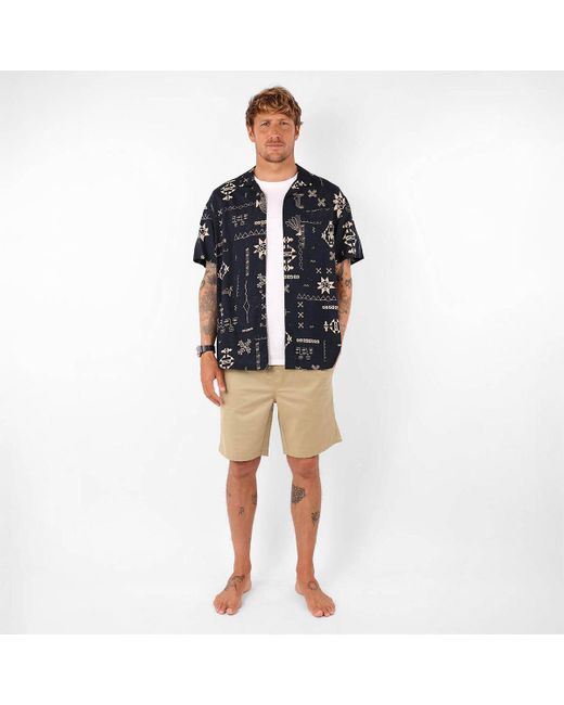 Chemise Chemise manches courtes imprimée viscose SNAP Oxbow pour homme en coloris Blue