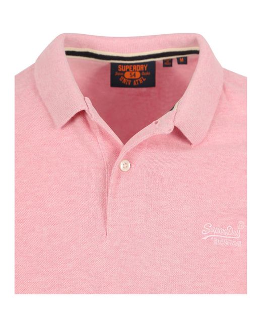 T-shirt Poloshirt Classique Melange Rose Superdry pour homme en coloris Pink