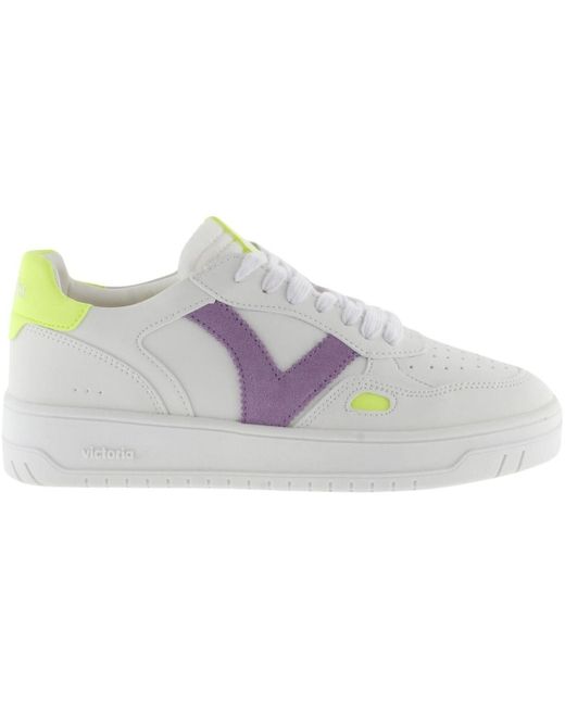 Victoria Sneakers Baskets Seul Effet Cuir Et Néon Femme in het Gray