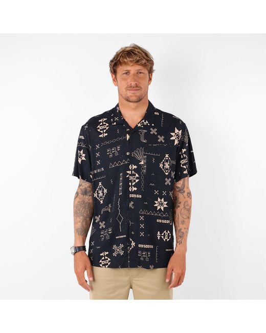 Chemise Chemise manches courtes imprimée viscose SNAP Oxbow pour homme en coloris Blue