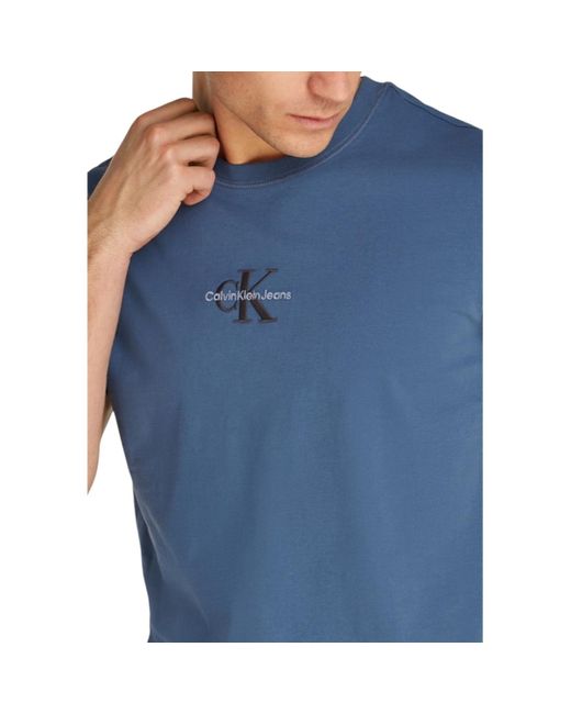 Calvin Klein Polo Shirt Lange Mouw Monologo Tee J30J325649 in het Blue voor heren