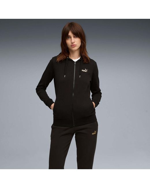 PUMA Trainingspak Metallic Hooded Sweat Suit Fl Op in het Black