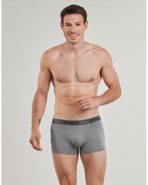 Athena Boxers Basic Coton Pack De 4 in het Gray voor heren