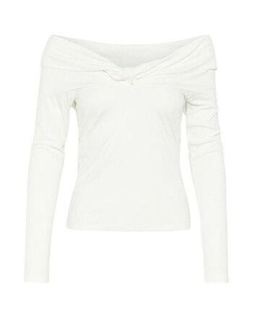 Kaffe T-Shirt Korte Mouw T-Shirt Manches Longues À Épaules Dénudées Femme Kayla in het White