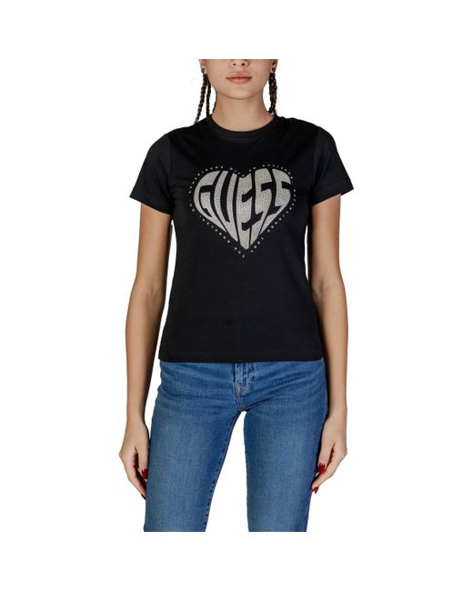 T-shirt JULIA RHINESTONE SS V5RI08 J1314 Guess en coloris Black