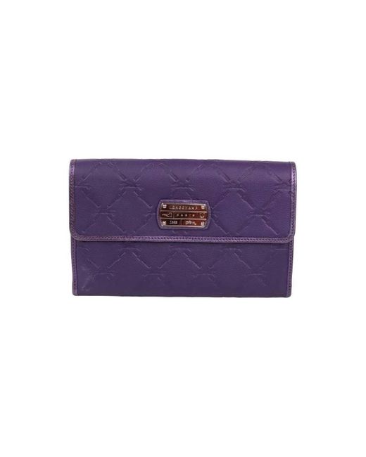 Portefeuille Portefeuille en cuir Longchamp en coloris Purple