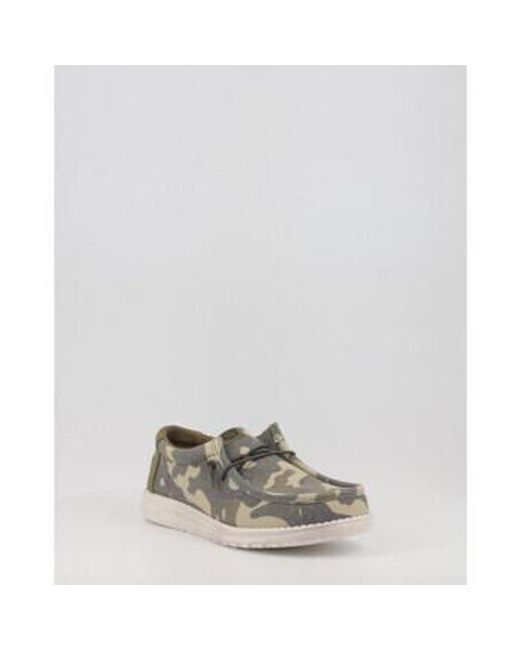 Chaussures bateau WALLY WASHED CAMO HeyDude pour homme en coloris White