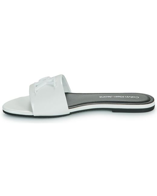Mules FLAT SANDAL SLIDE MG MET Calvin Klein en coloris White