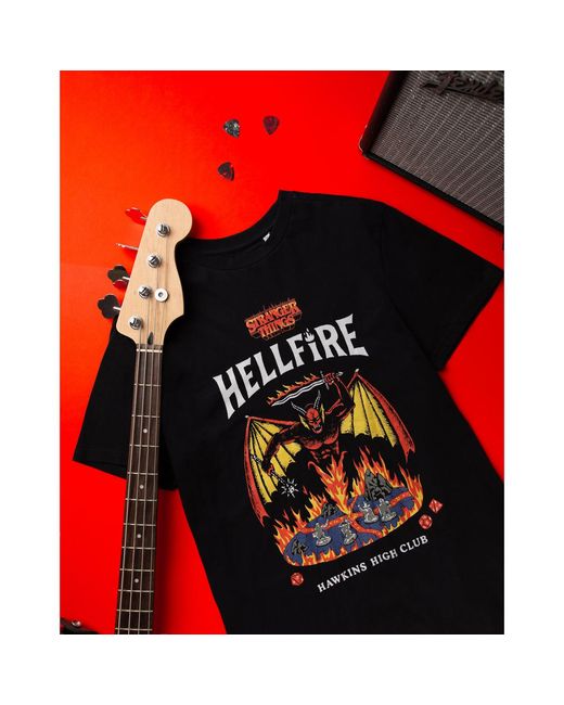 T-shirt Hellfire T-shirt à manches courtes Stranger Things en coloris Black