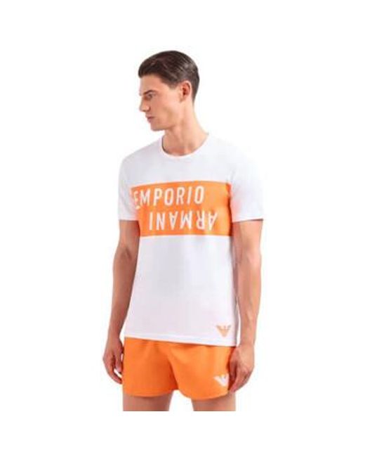 Debardeur Tee shirt emporio Armani Orange 211818 4R476 01710 - S EA7 pour homme en coloris White