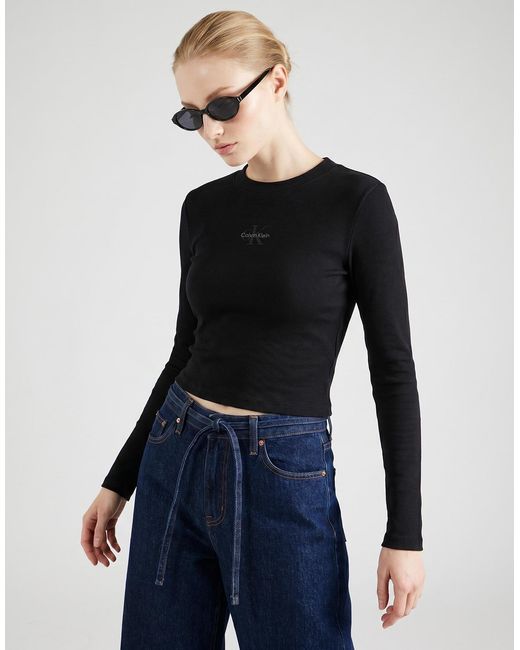 Calvin Klein Black Langarmshirt Ls Monologo Baby Tee