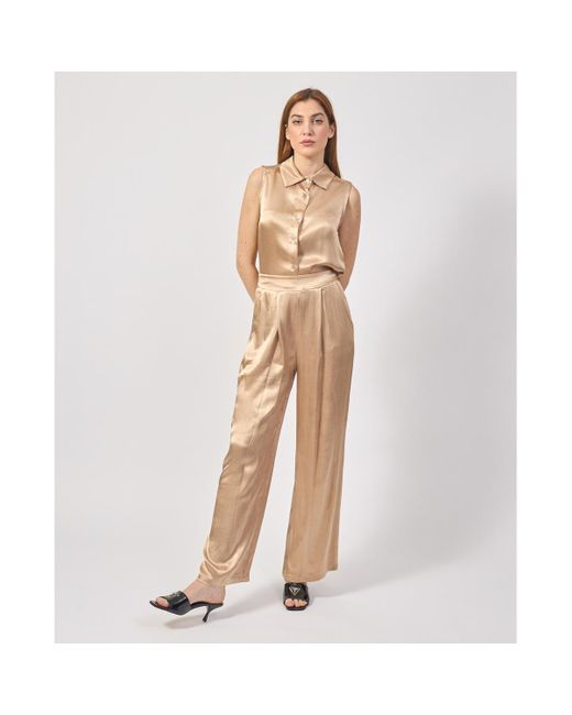 Pantalon Pantalon avec plis et taille élastiquée Yes Zee en coloris Natural