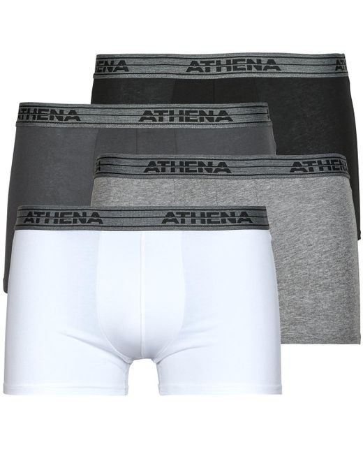 Boxer Basic Coton Pack De 4 di Athena in Gray da Uomo